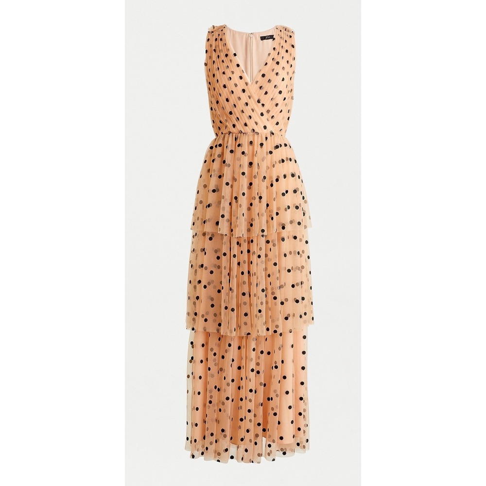 J.Crew Polka Dot Tulle Midi Dress Sz 6‎ Tiered Wedding Guest Cocktail Dress